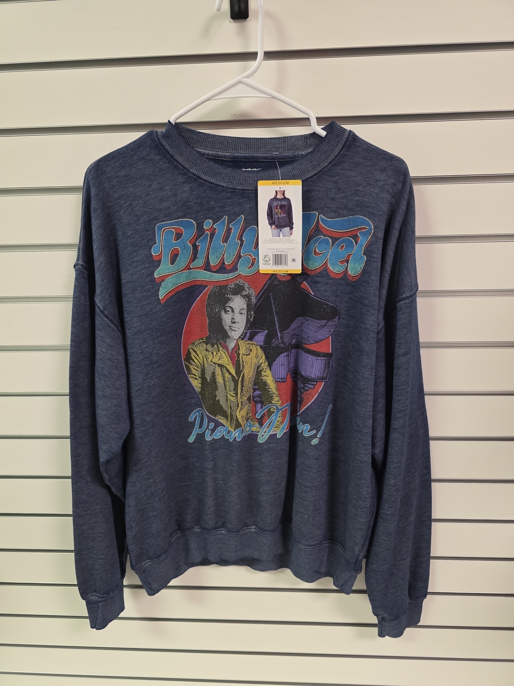 Vintage-Style Navy Billy Joel Graphic Sweatshirt